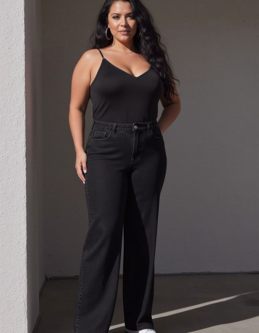 Denim-look Sweatpants Black